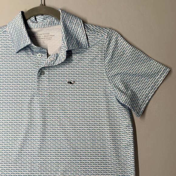 Vineyard Vines Women Polo Shirt M Blue Striped Sankaty On The Go Performance - Picture 3 of 8